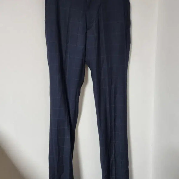[BUNJANG] Navy Check Suit Trousers Size 84 / 네이비 체크 정장 바지84새상품
