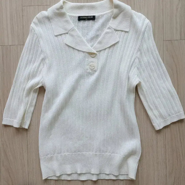 [BUNJANG] Georges Rech Cream Ivory Ribbed Collar Knit Cardigan / 브랜드 조르쥬 레쉬 우윳빛 니트