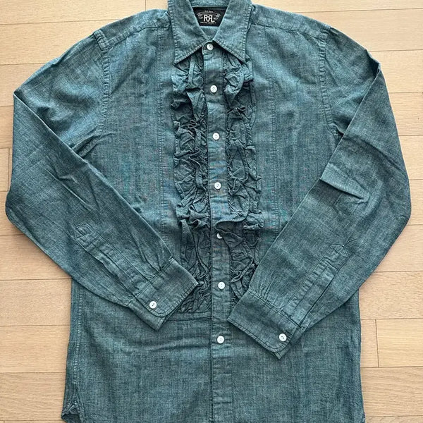 [BUNJANG] RRL Chambray Ruffle Shirt S / 더블알엘 샴브레이 러플셔츠 S
