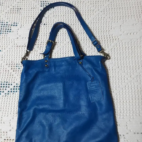[BUNJANG] Ferrucci Leather Tote Bag Shoulder Bag Blue / 페루치 가죽 토트백 숄더백 블루