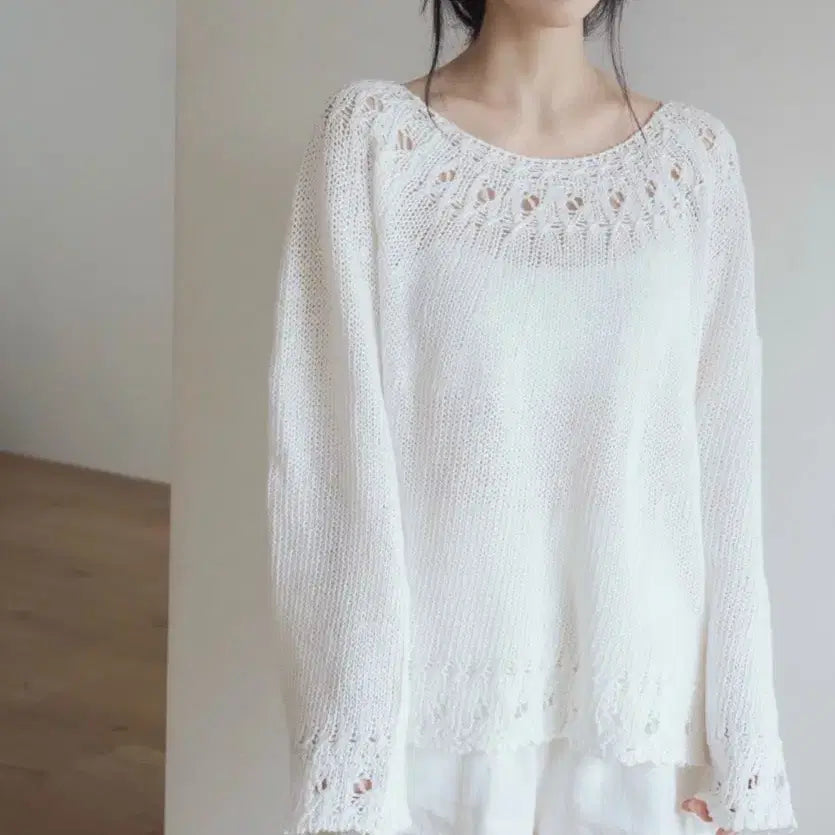 [BUNJANG] Obenaire Lune Eyelet Knit / 오브네어 Lune Eyelet 니트