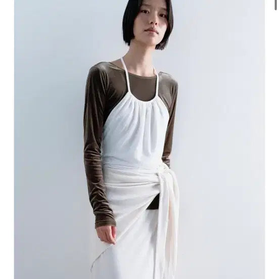 [BUNJANG] Monoha Wool Jersey Gathered Wrap Top / 모노하 wool jersey gathered wrap top / monoha