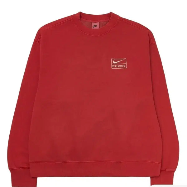 [BUNJANG] Nike x Stussy Pigment Dyed Fleece Crewneck Sweatshirt (Habanero Red) / 새상품_(M)나이키 x 스투시 피그먼트 다이드 플리스 크루넥 하바네로 레드