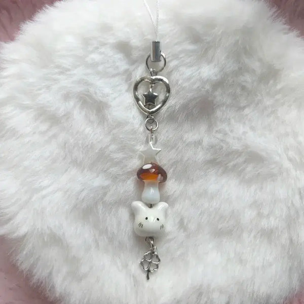 [BUNJANG] Rabbit Mushroom Star Beaded Keychain / 토끼 버섯 스타 비즈키링