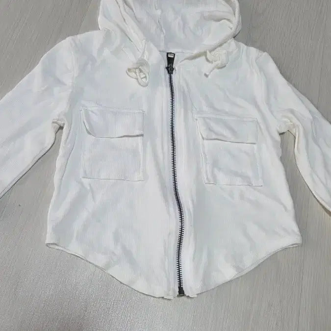 [BUNJANG] White Zip-Up Hoodie / 화이트 후드 집업