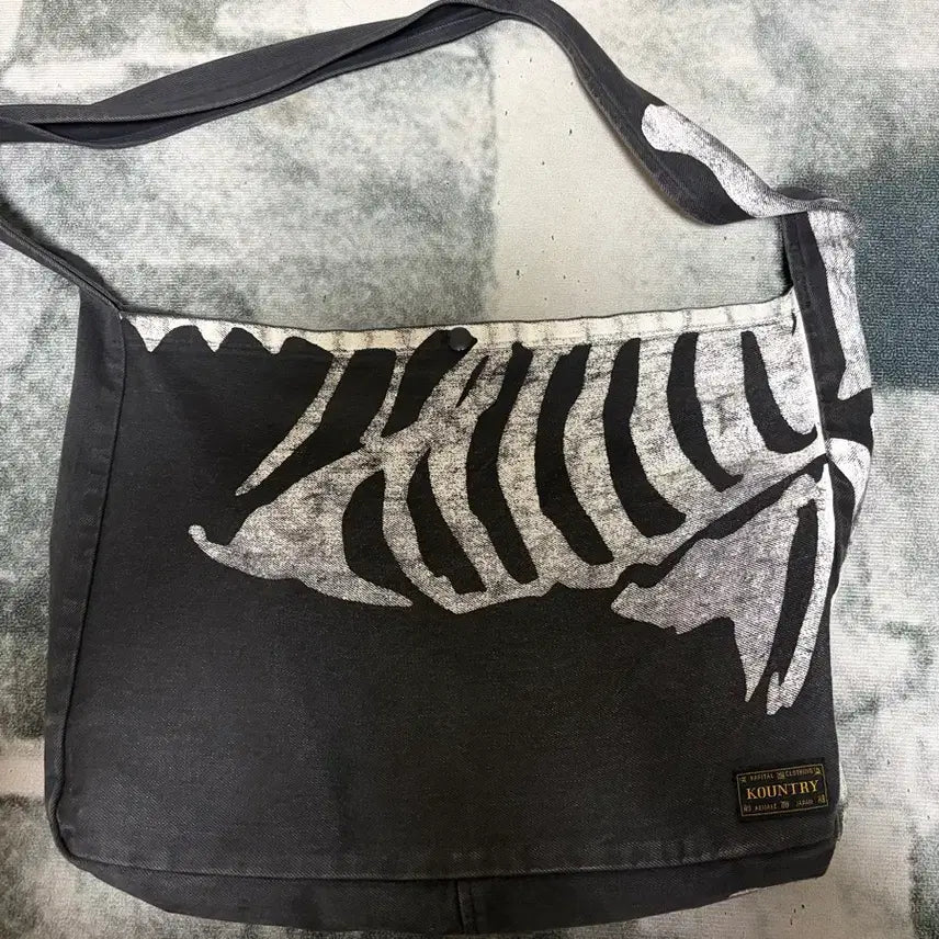 [BUNJANG] Capital 14oz Denim Born Print Book Bag Black / 캐피탈 가방 14온즈 데님 본 프린트 북백 블랙