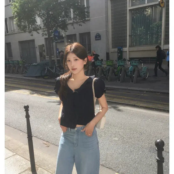 [BUNJANG] Ondemin Lily Blouse Navy / 온드민 릴리 블라우스 네이비