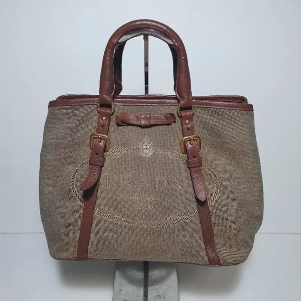 [BUNJANG] Prada Ribbon Logo Canvas Bag / 정품 ㅡ프라다 ㅡ리본.로고.캔버스백