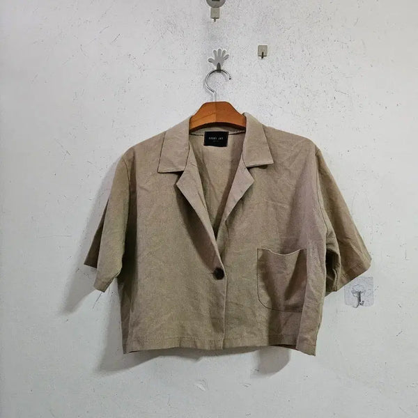 [BUNJANG] Half Sleeve Jacket Beige / 반팔 자켓 베이지
