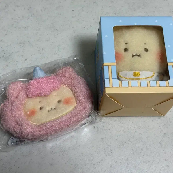 [BUNJANG] Manggerojin Gom (Bouncing Bear) Keyring Plush Doll + Skinfood Manggerojin Gom Pouch Bundle Set / 망그러진 곰 키링 인형 머리 쿵 아기 망곰 + 스킨푸드 망곰 파우치