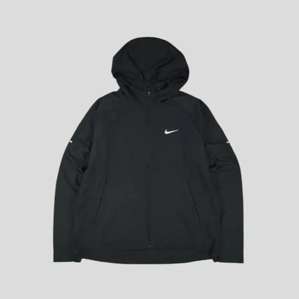 [BUNJANG] Nike Running Black Swoosh Logo Reflective Lining Raglan Lightweight Hooded Windbreaker / 나이키 러닝 블랙 스우시 로고 리플렉티브 라이닝 레글런 경량 후드 바람막이 L