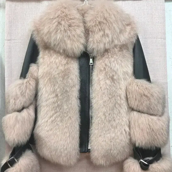 [BUNJANG] Pink Faux Fur Rider Jacket / 핑크 페이크퍼 라이더자켓