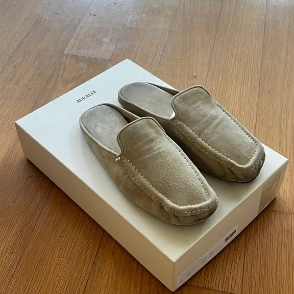 [BUNJANG] Auralee Suede Moccasin Slippers Beige / 오라리 스웨이드 모카신 슬리퍼