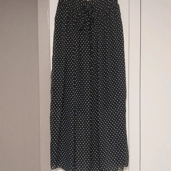 [BUNJANG] Black Dot Chiffon Long Skirt (One Size) / 블랙 도트 쉬폰 롱 스커트(F)