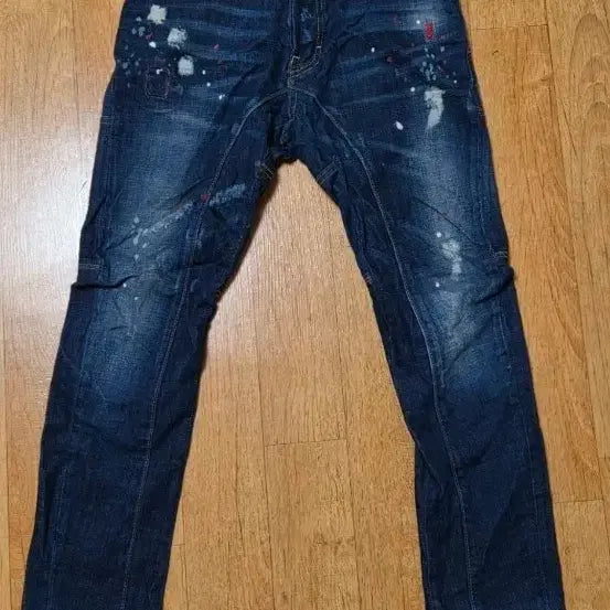 [BUNJANG] DSQUARED2 Vintage Slim Fit Painted Washed Denim Jeans / (매장판/새상품급) 디스퀘어드2 페인팅과 워싱 빈티지 스판 청바지, 30인치