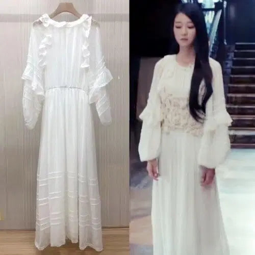 [BUNJANG] Marangmath Viscose Frill Dress White Resort Look / 마랑맛 비스코스 프릴 원피스 화이트 휴양지룩