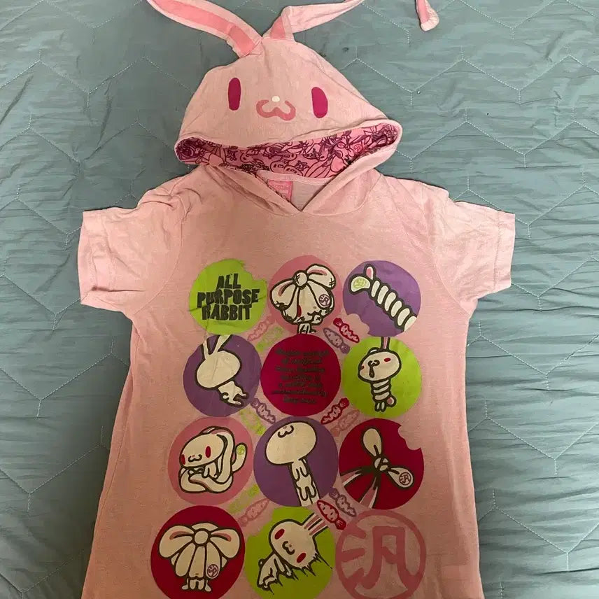 [BUNJANG] Gloomy Bear Rabbit Hooded Short-Sleeve T-Shirt / 글루미베어 범용토끼 후드반팔