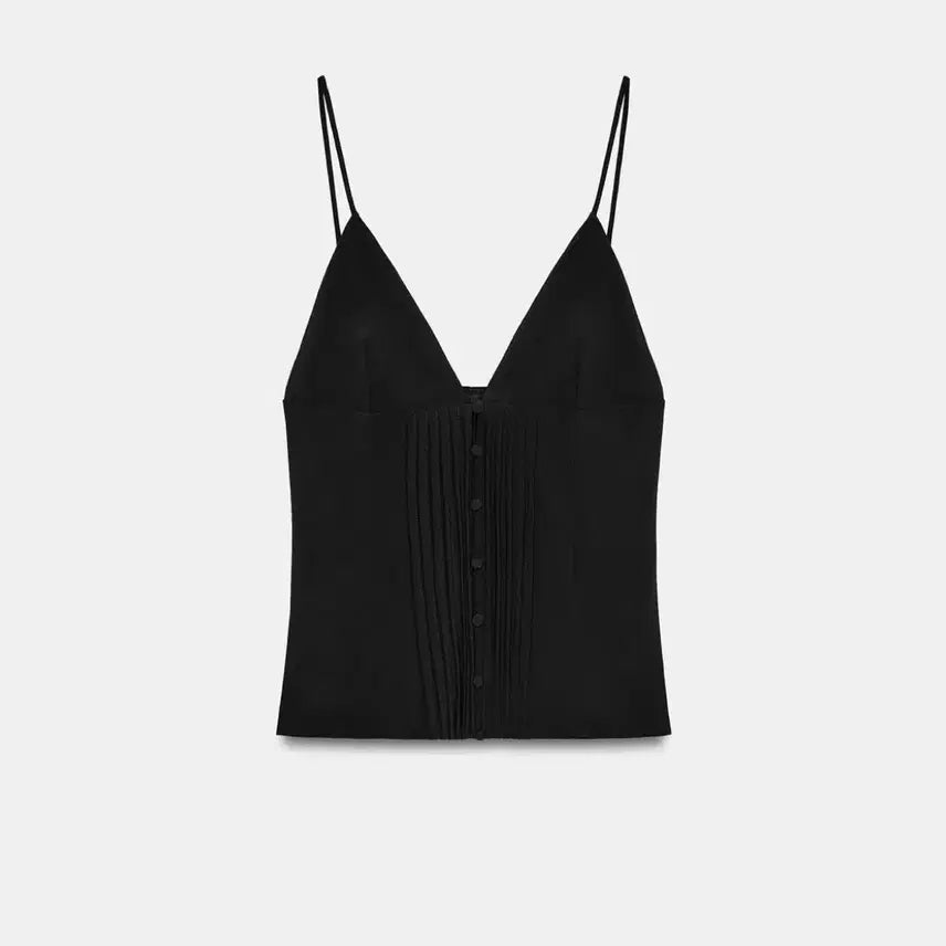 [BUNJANG] Zara Pleated Strap Top Sleeveless Bustier Blouse / 새상품) 자라 플리츠 스트랩 탑 슬리브리스 뷔스티에 블라우스 나시 (교환 가능)
