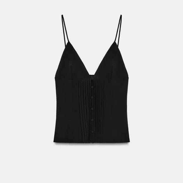 [BUNJANG] Zara Pleated Strap Top Sleeveless Bustier Blouse / 새상품) 자라 플리츠 스트랩 탑 슬리브리스 뷔스티에 블라우스 나시 (교환 가능)