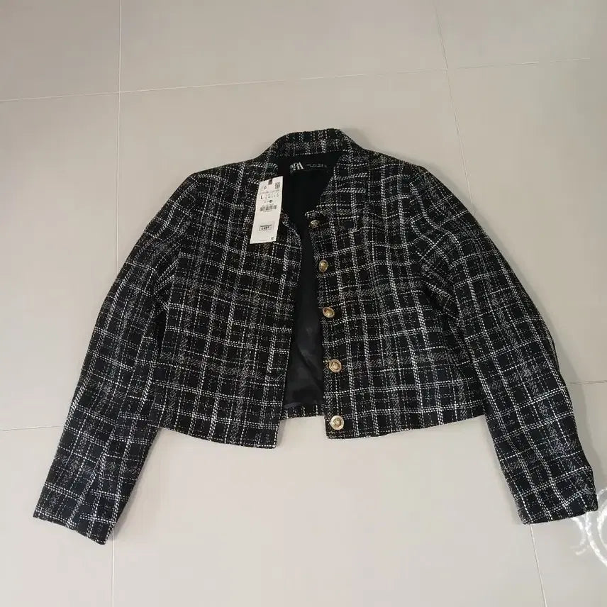 [BUNJANG] Zara Cropped Check Tweed Jacket / 자라 크롭 체크 트위드 재킷 새 옷