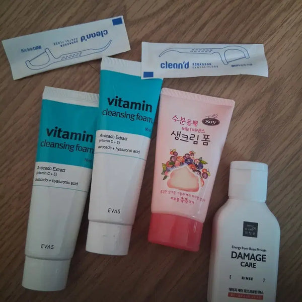 [BUNJANG] EVAS Vitamin Cleansing Foam, Hydrating Cream Foam, Mise-en-Scène Damage Care Rinse Set / EVAS 비타민 클렌징 폼 / 수분듬뿍 생크림 폼 / 미쟝센 데미지케어 린스