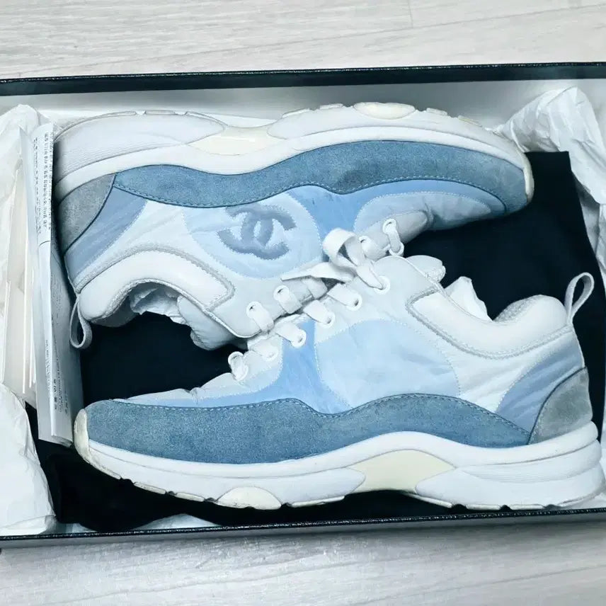 [BUNJANG] Chanel Running Shoes Sneakers White/Blue Size 37 / 샤넬 런닝화 스니커즈 화이트/블루 37 정품