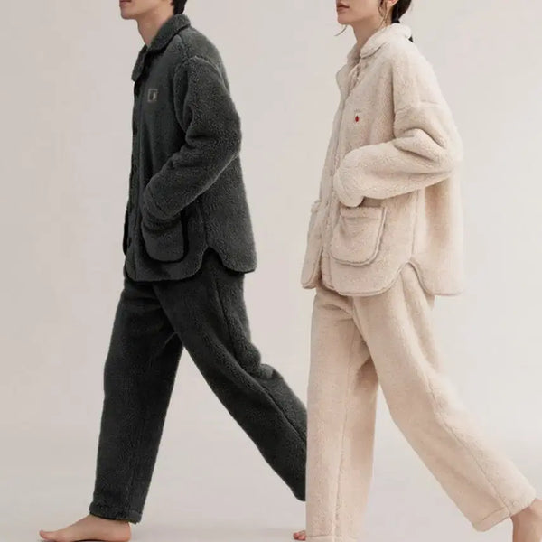 [BUNJANG] Snug Fleece Pajama Set (Cream, 2 pcs) / 스너그 수면잠옷 크림색 2벌