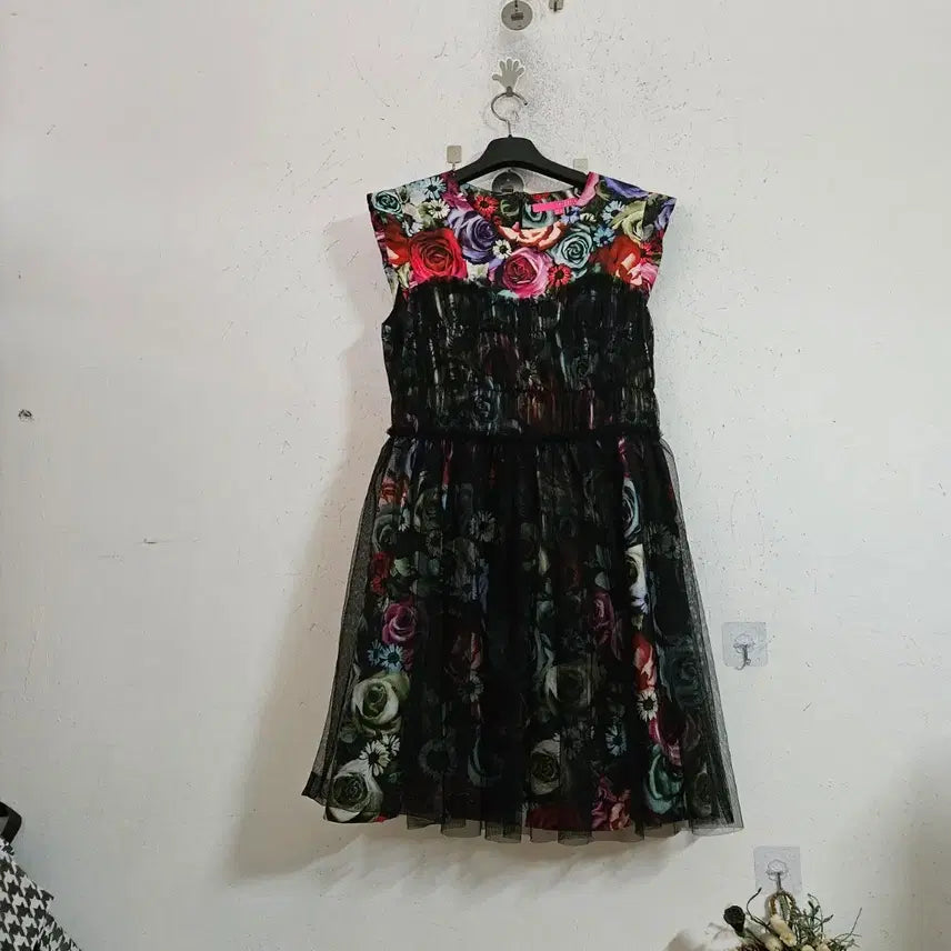 [BUNJANG] Floral Pattern Mesh Dress / 플로럴 패턴 망사 원피스
