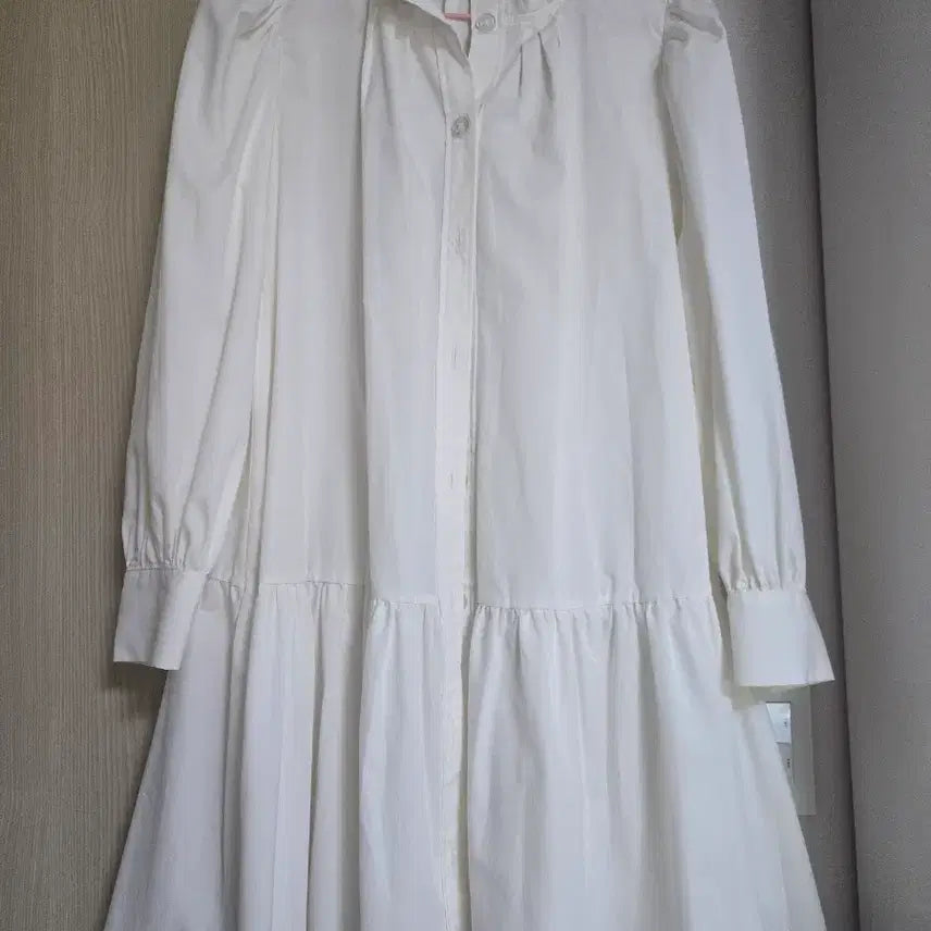 [BUNJANG] SNIDEL Frill Neck Shirring Mini Dress (Ivory White, One Size) / [정품/스나이델] 프릴 넥 셔츠 셔링 미니 원피스 (아이보리화이트, ONE SIZE)