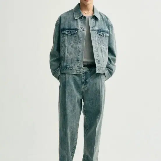 [BUNJANG] Noir Denim Jacket Set-up (Size 48) / 노이어청자켓셋업