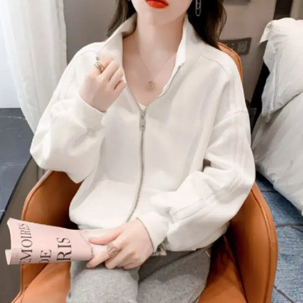 [BUNJANG] Women's Sporty Track Zip-Up Jacket (White) / [새상품/원가이하] 여성 삼선 스포티 트랙 집업 (화이트)