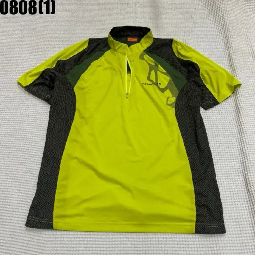 [BUNJANG] Merrell Functional Half-Zip Short-Sleeve T-Shirt Lime XL / 머렐 반집업 반팔 기능성 티셔츠 라임 XL 105
