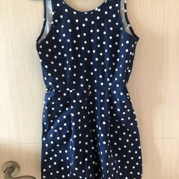 [BUNJANG] Navy Polka Dot Jumpsuit Shorts / 새상품-네이비 도트 점푸슈트반반지
