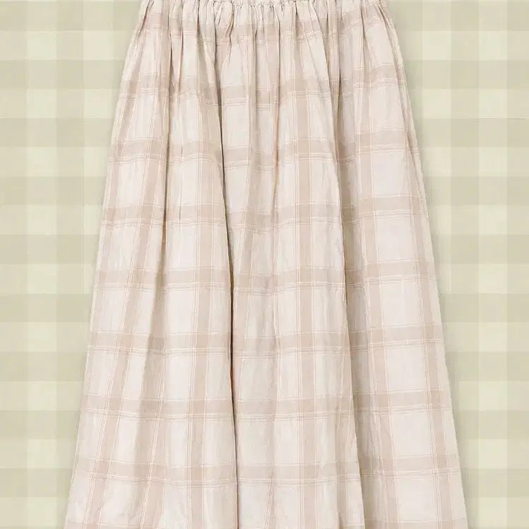 [BUNJANG] Vanilla Ivory Check Long Skirt / 바닐라 아이보리 체크 롱스커트