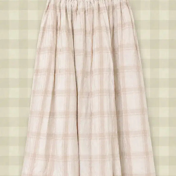 [BUNJANG] Vanilla Ivory Check Long Skirt / 바닐라 아이보리 체크 롱스커트