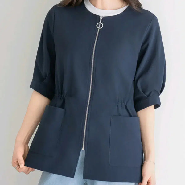 [BUNJANG] Lycienne Round String Zipper-Up Jacket Navy (Size 66) / [새상품] 리센느(Lycienne) 라운드 스트링 지퍼업 자켓