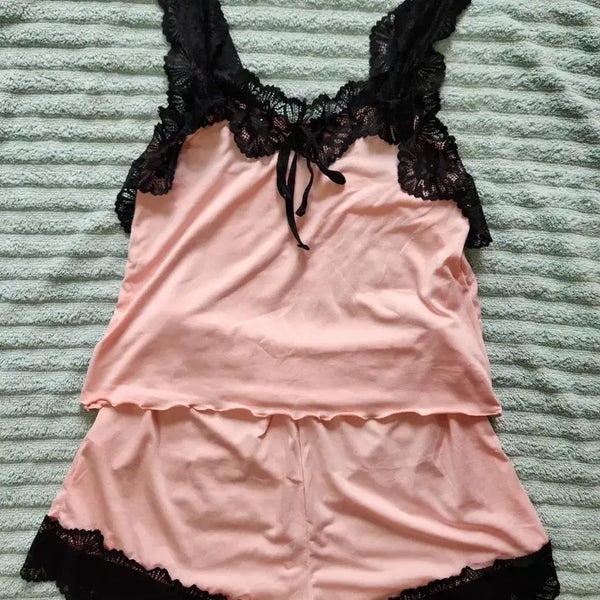 [BUNJANG] Pink Lace Pajamas / (중고) 핑크 레이스 룩 파자마