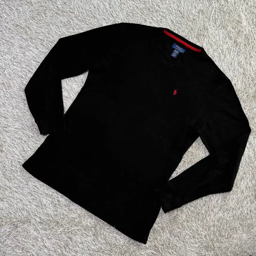 [BUNJANG] Polo Waffle Knit Long Sleeve Black XL / 폴로 와플 니트 롱슬리브 긴팔