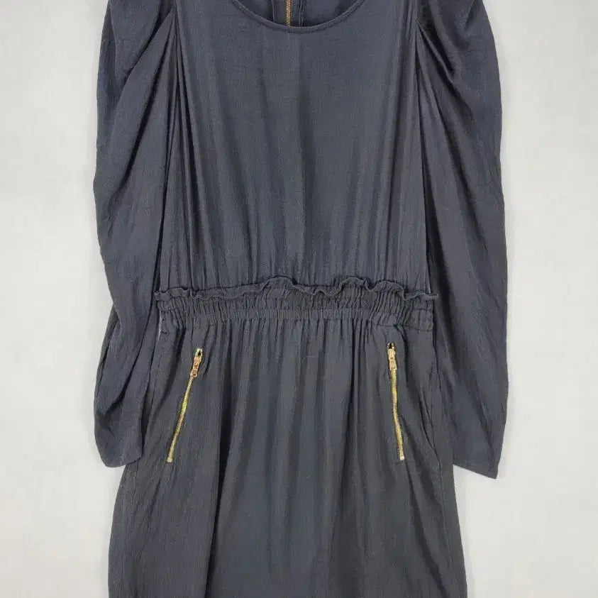 [BUNJANG] Sandro Gold Zipper Viscose Mini Dress / [정품] 산드로(Sandro) 골드 지퍼 비스코스 미니 원피스