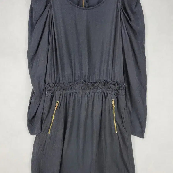 [BUNJANG] Sandro Gold Zipper Viscose Mini Dress / [정품] 산드로(Sandro) 골드 지퍼 비스코스 미니 원피스