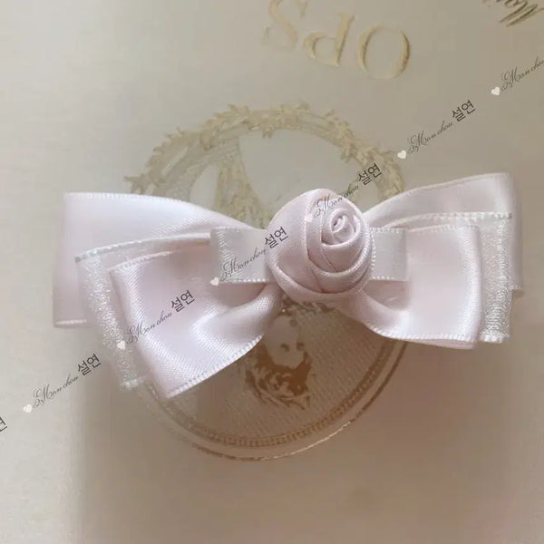 [BUNJANG] Pink Ribbon Rose Hairpin / 핑크 리본 꽃 헤어핀 1개