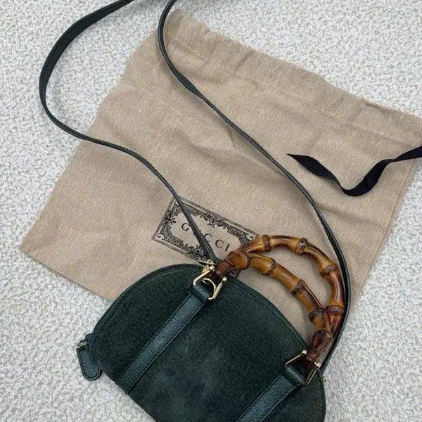 [BUNJANG] Gucci Bamboo Handle Suede Shoulder Bag (Mini) / 구찌 대나무 핸들 스웨이드 숄더백 정품 (미니)