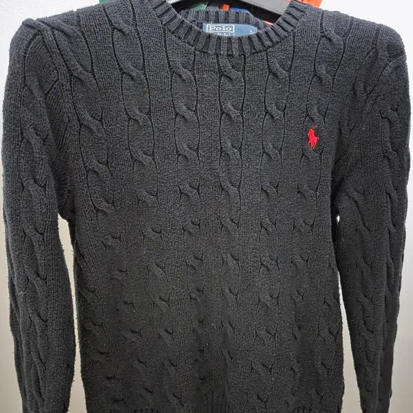 [BUNJANG] Polo Ralph Lauren Cable Knit Sweater Black S / 폴로 랄프로렌 케이블 니트 블랙  s