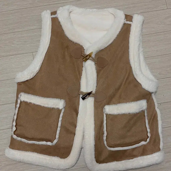 [BUNJANG] Tteokbokki Shearling Muatang Vest / 떡볶이 양털 무스탕 조끼