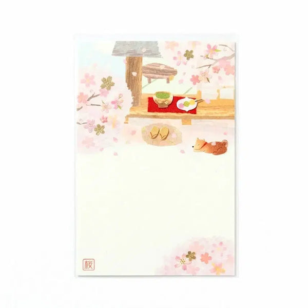 [BUNJANG] Active Corporation Cherry Blossom Theme Japanese Washi Postcard / 일본 다꾸 화지 엽서 액티브코퍼레이션 벚꽃 테마 툇마루 강아지 화과자 당고