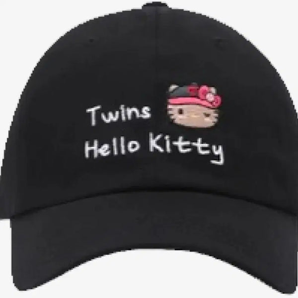 [BUNJANG] LG Twins x Tanning Hello Kitty Character Lettering Ball Cap Black / LG 트윈스 x 태닝 헬로 키티 캐릭터 레터링 볼캡 블랙