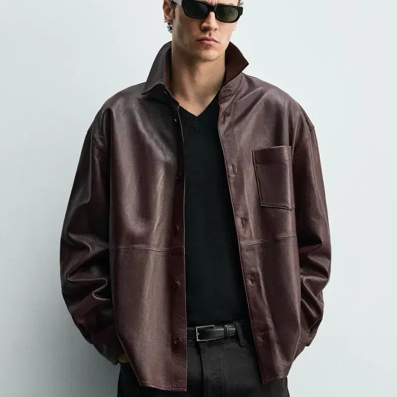 [BUNJANG] Zara Real Leather Lambskin Overshirt XL / [XL] 자라 리얼가죽 램스킨 오버셔츠