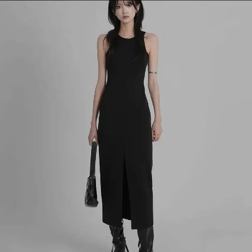 [BUNJANG] Black Slit Long Dress / 이은 블랙 트임 원피스