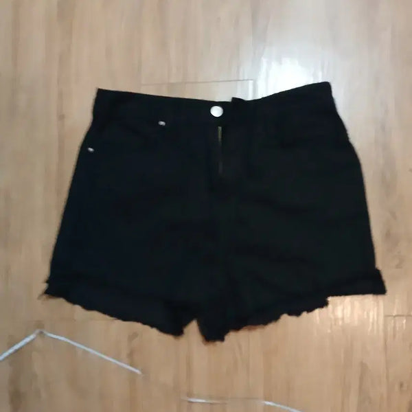 [BUNJANG] Black High-Waisted Denim Shorts / 블랙 숏팬츠/M