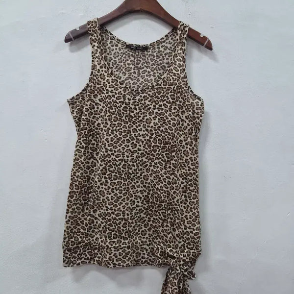 [BUNJANG] One Way Leopard Print Sleeveless Shirt / one way 레오파드 패턴 민소매 셔츠